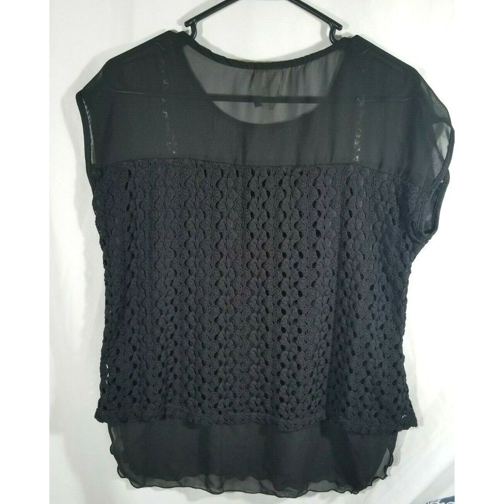 Ashley Blue Black Lace Sheer Shirt